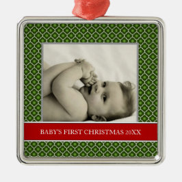 Baby's Eerste kerstfotofeestdagen Metalen Ornament