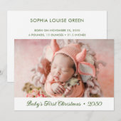 Baby's eerste kerstfotofeestkaart feestdagenkaart (Voorkant / Achterkant)