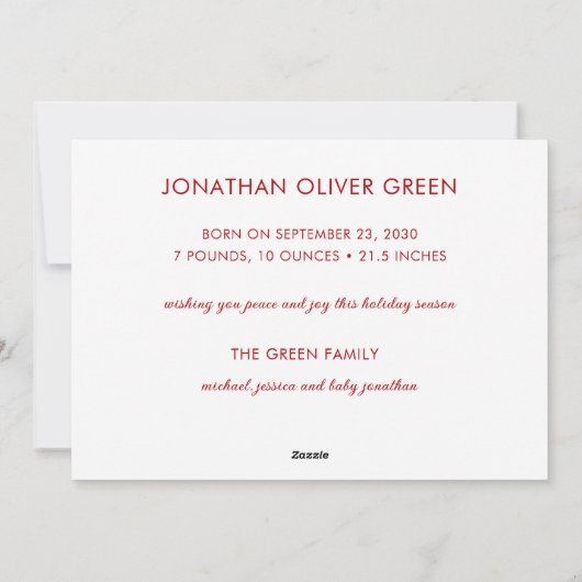 Baby's eerste kerstfotofeestkaart feestdagenkaart (Achterkant)