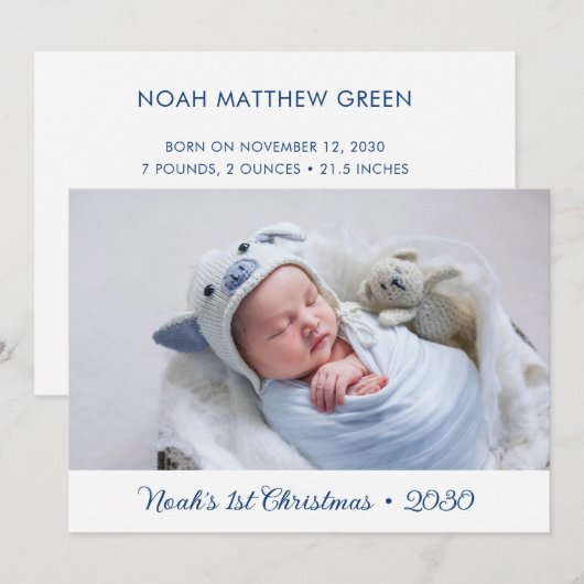 Baby's eerste kerstfotofeestkaart feestdagenkaart (Voorkant / Achterkant)