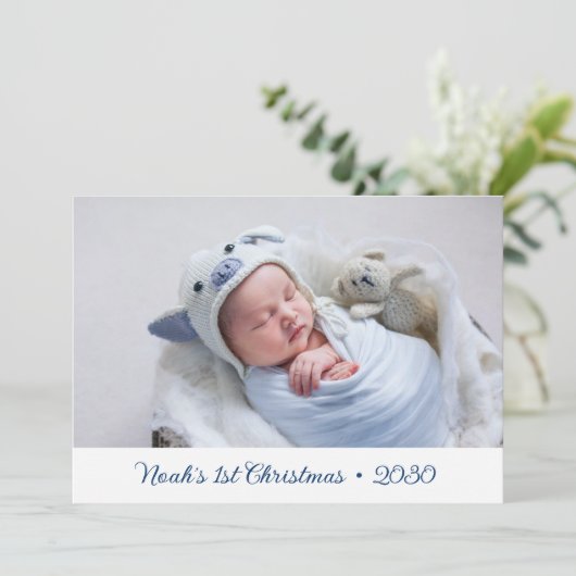 Baby's eerste kerstfotofeestkaart feestdagenkaart (Staand voorkant)