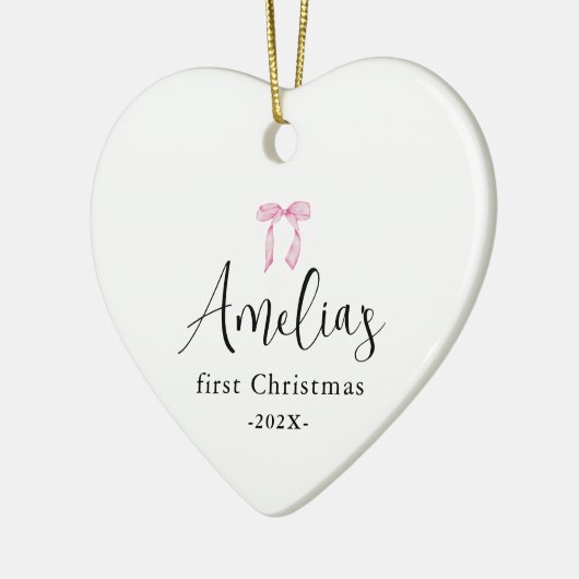 Baby's eerste kerstfotojaar Bow Keepsake Keramisch Ornament (Links)