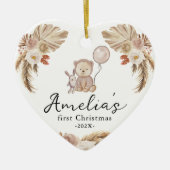 Baby's eerste kerstfotojaar Schattige Boho-Beer Keramisch Ornament (Voorkant)