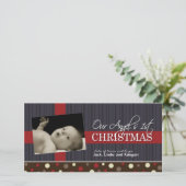 Baby's eerste kerstfotokaart feestdagenkaart (Staand voorkant)