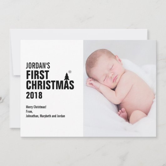 Baby's eerste kerstfotokaart feestdagenkaart (Voorkant)