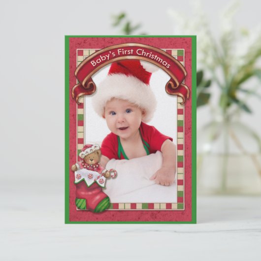 Baby's eerste kerstfotokaart - SRF Kaart (Staand voorkant)