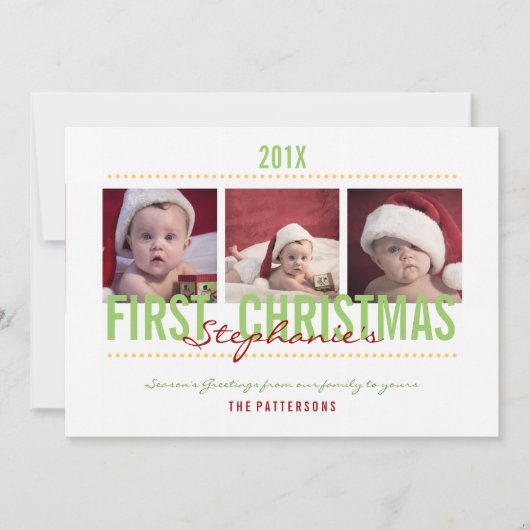 Baby's eerste kerstfotokaart voor Baby Feestdagenkaart (Voorkant)