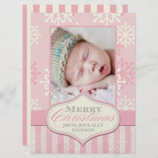 Baby's eerste kerstfotokaarten feestdagenkaart (Voorkant / Achterkant)