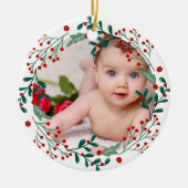 Baby's eerste kerstfotokerrie keramisch ornament (Voorkant)