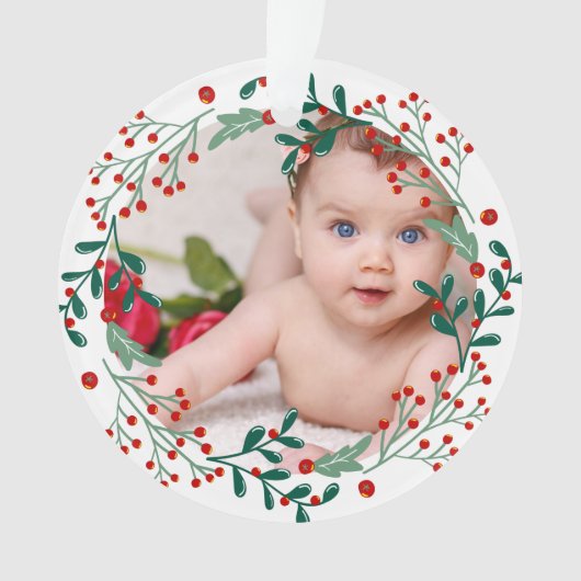 Baby's eerste kerstfotokerrie ornament (voorkant)