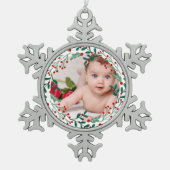 Baby's eerste kerstfotokerrie tin sneeuwvlok ornament (Voorkant)