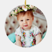 Baby's eerste kerstfotonaam, geboortestatistieken keramisch ornament (Achterkant)