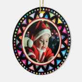 Baby's eerste kerstfoto's Glas in lood Keramisch Ornament (Links)