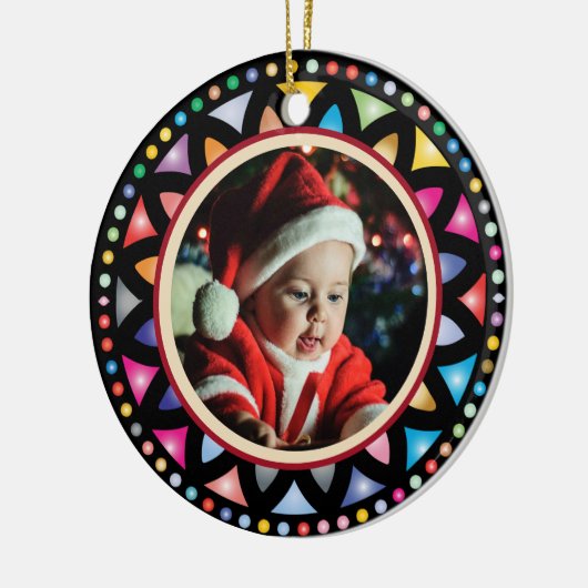Baby's eerste kerstfoto's Glas in lood Keramisch Ornament (Links)
