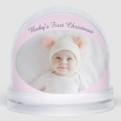 Baby's Eerste Kerstfoto's Roze Sneeuwbol (Voorkant)