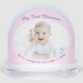 Baby's Eerste Kerstfoto's Roze Sneeuwbol (Achterkant)