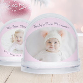 Baby's Eerste Kerstfoto's  Roze Sneeuwbol