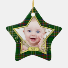Baby's eerste kerstfotoster Irish Tartan Keramisch Ornament