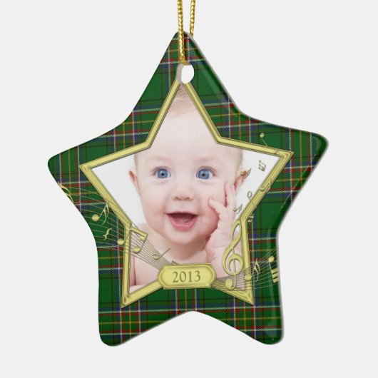Baby's eerste kerstfotoster Irish Tartan Keramisch Ornament (Links)