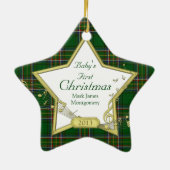 Baby's eerste kerstfotoster Irish Tartan Keramisch Ornament (Achterkant)