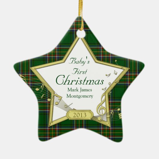 Baby's eerste kerstfotoster Irish Tartan Keramisch Ornament (Achterkant)