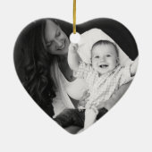 Baby's eerste kerstgeboorte begint Foto Hart Keramisch Ornament (Achterkant)