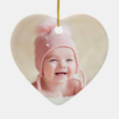 Baby's eerste kerstgeboorte begint Foto Hart Keramisch Ornament (Achterkant)
