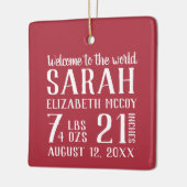 Baby's eerste kerstgeboorte foto keramisch ornament (Links)