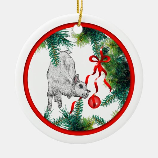 Baby's eerste kerstgeit Baby Keramisch Ornament (Voorkant)
