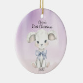 Baby's eerste kerstgeit gepersonaliseerd keramisch ornament (Rechts)