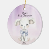 Baby's eerste kerstgeit gepersonaliseerd keramisch ornament (Links)