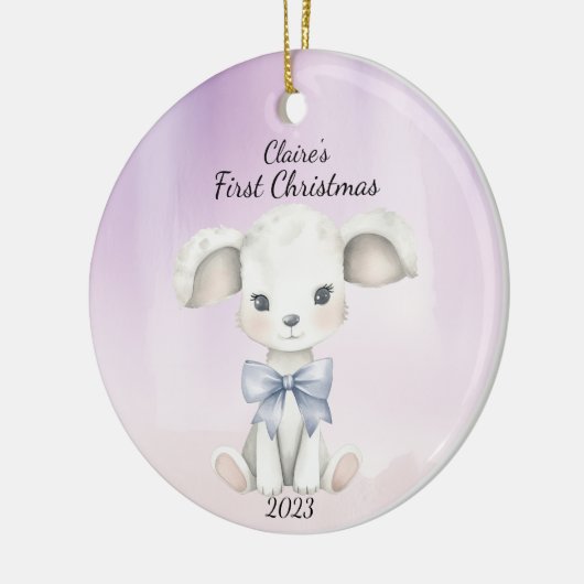 Baby's eerste kerstgeit gepersonaliseerd keramisch ornament (Links)
