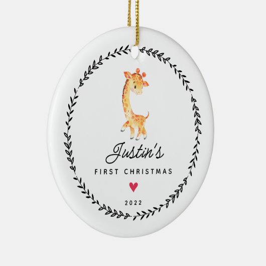 Baby's eerste kerstgiraf keramisch ornament (Rechts)