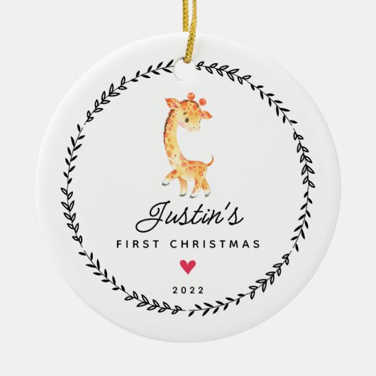 Baby's eerste kerstgiraf keramisch ornament (Voorkant)