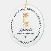 Baby's eerste kerstgiraf keramisch ornament (Links)