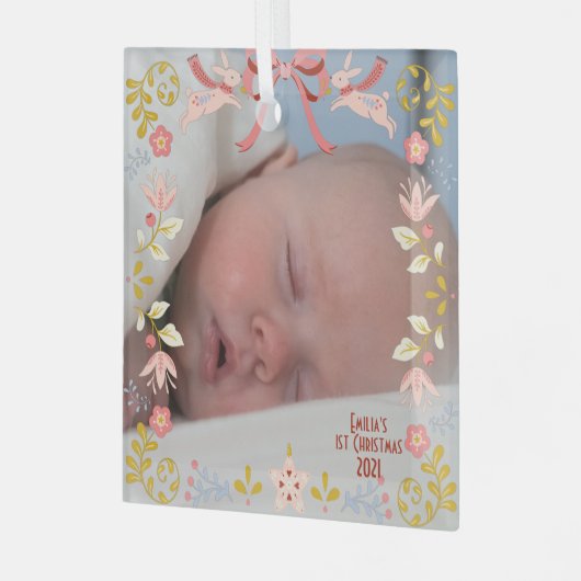 Baby's Eerste kerstglas Square Ornament (Voorkant links)