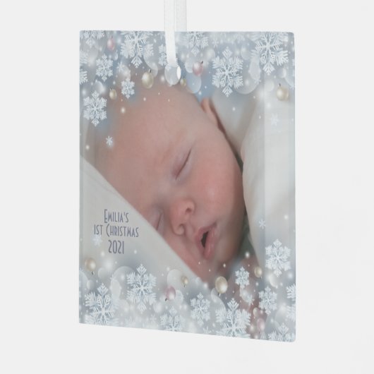 Baby's Eerste kerstglas Square Ornament (Voorkant links)