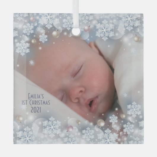 Baby's Eerste kerstglas Square Ornament (Voorkant)