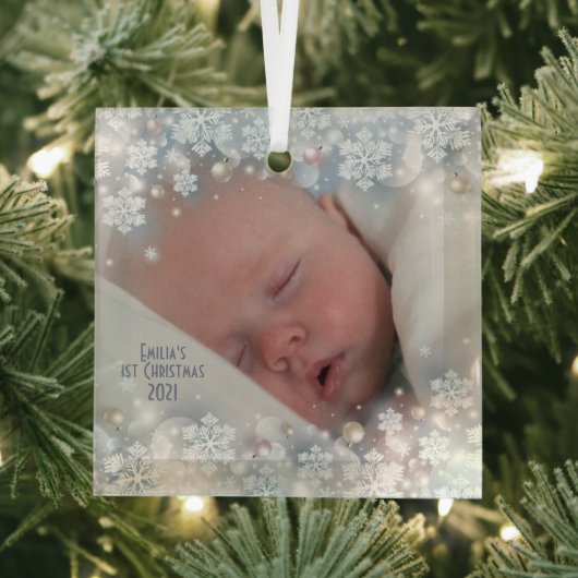 Baby's Eerste kerstglas Square Ornament (Insitu)