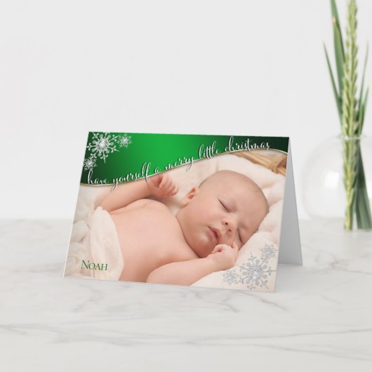 Baby's eerste kerstgroen - FOTO VAN UW BABY Kaart (Voorkant)