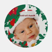 Baby's eerste kerstgroene, aangepaste foto op maat glas ornament (Achterkant)