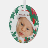Baby's eerste kerstgroene, aangepaste foto op maat glas ornament (Voorkant Rechts)