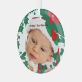 Baby's eerste kerstgroene, aangepaste foto op maat glas ornament (Voorkant links)