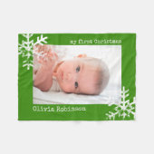 Baby's eerste kerstgroene foto Snowflakes Fleece Deken (Voorkant (Horizontaal))