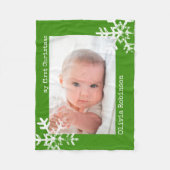 Baby's eerste kerstgroene foto Snowflakes Fleece Deken (Voorkant)