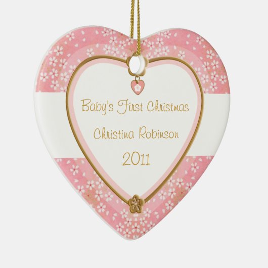 Baby's Eerste Kersthart Lijst Keramisch Ornament (Rechts)