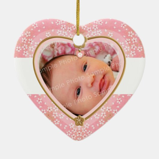 Baby's Eerste Kersthart Lijst Keramisch Ornament (Achterkant)