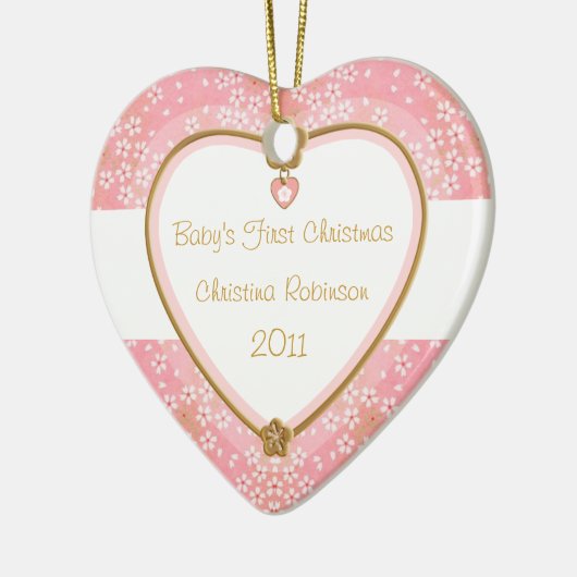 Baby's Eerste Kersthart Lijst Keramisch Ornament (Links)