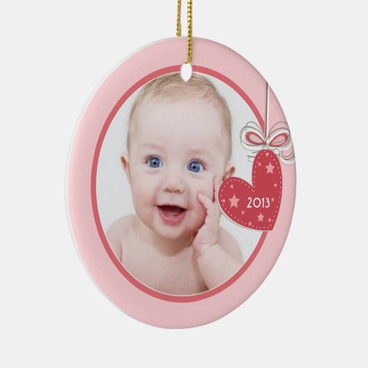 Baby's eerste kersthartfoto kerst keramisch ornament (Rechts)