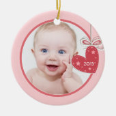 Baby's eerste kersthartfoto kerst keramisch ornament (Voorkant)
